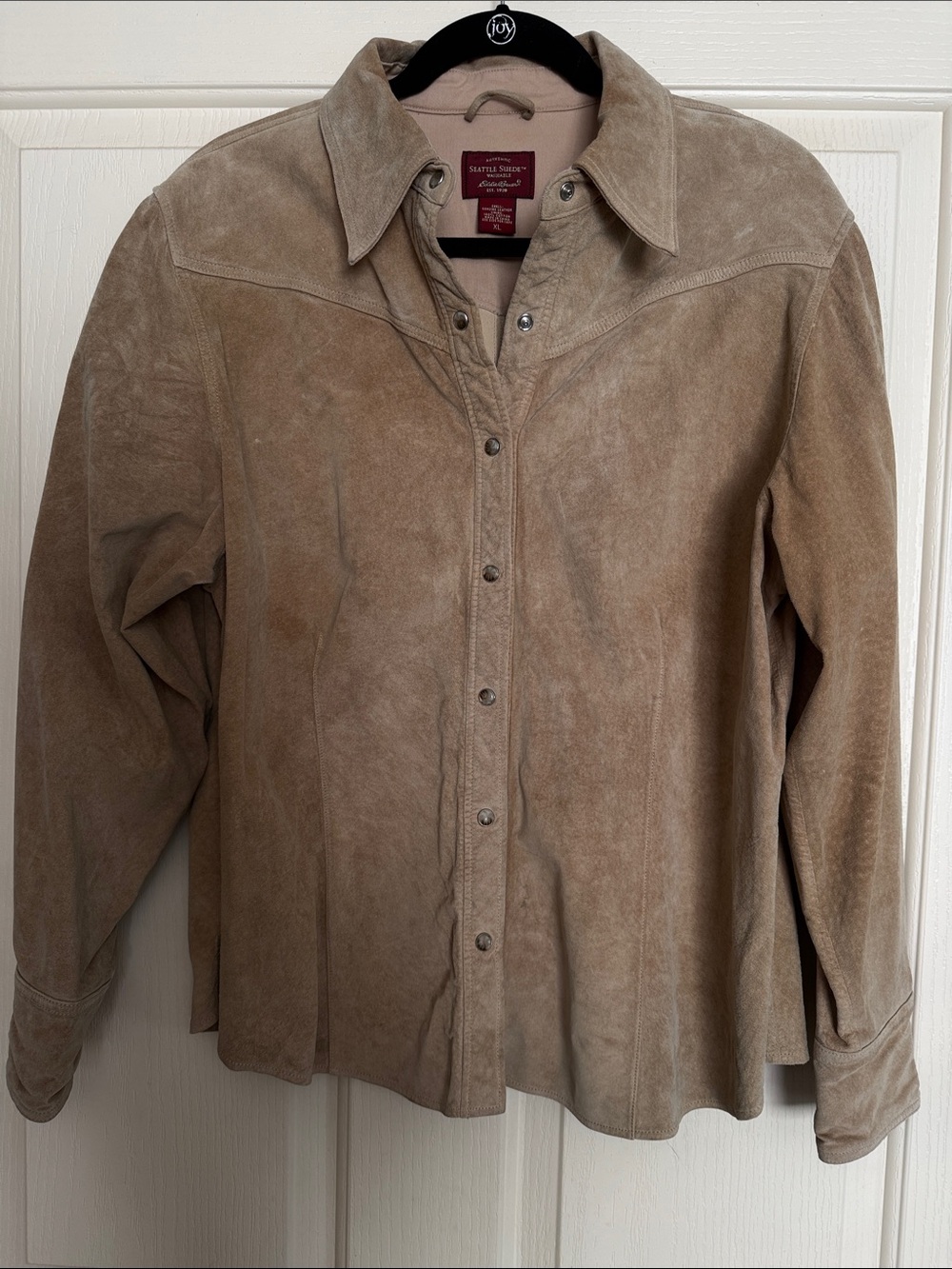 Eddie Bauer Seattle Suede Tan Washable Suede Snap-Front Western Shirt / Jacket
